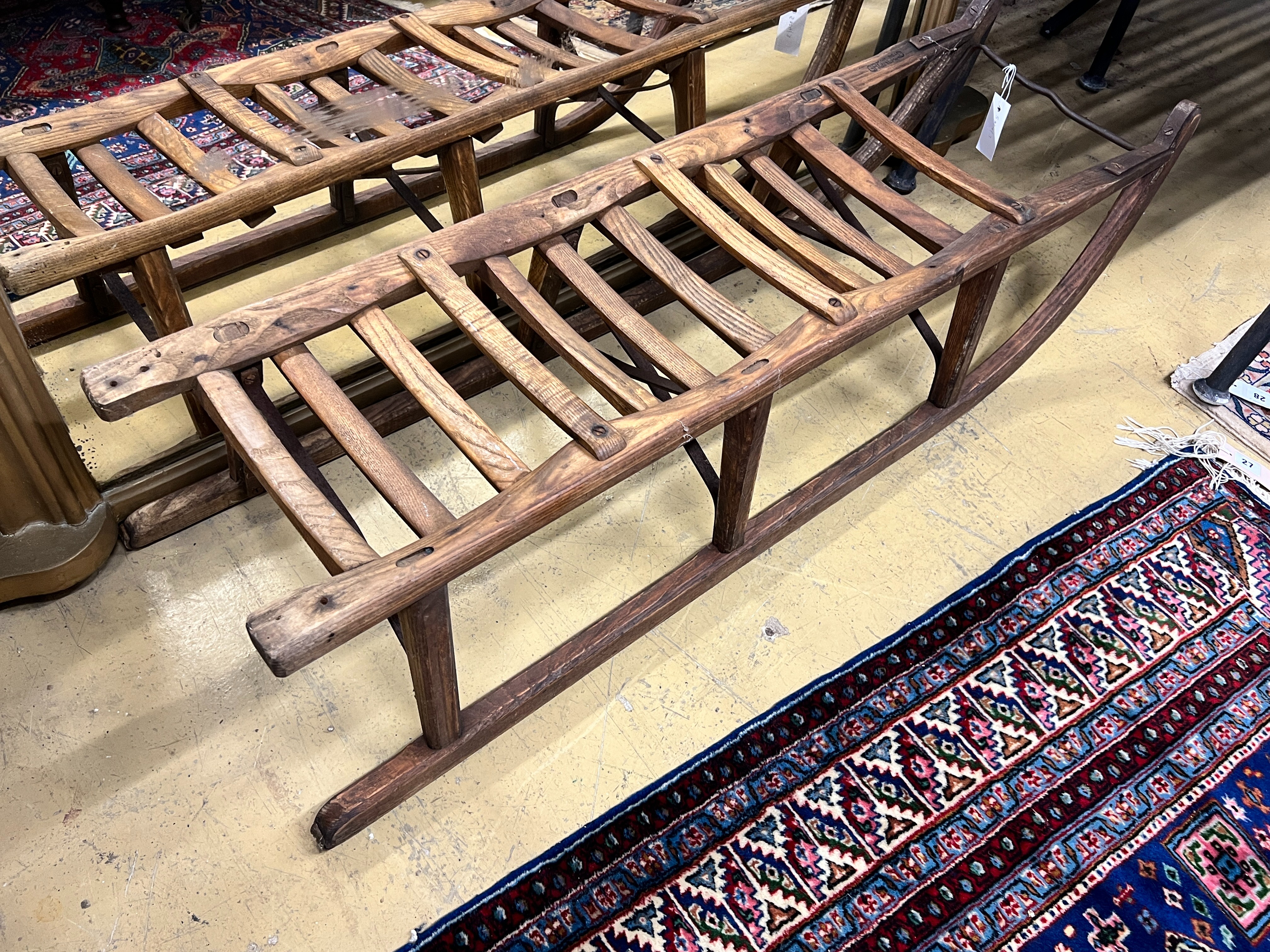 A vintage Swiss Gronland ash sledge, length 108cm